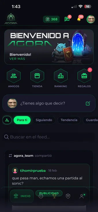 Pantalla de bienvenida de Ágora en el móvil